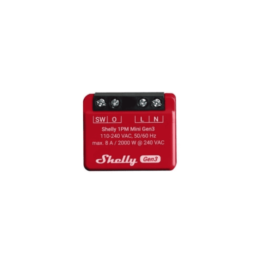 Shelly 1PM Mini Gen3, relé inteligente com monitorização de energia, 8 A