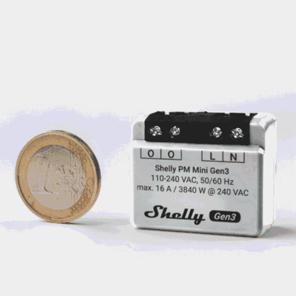 Shelly PM Mini Gen3, contador de energia inteligente com Wi-Fi, 16 A