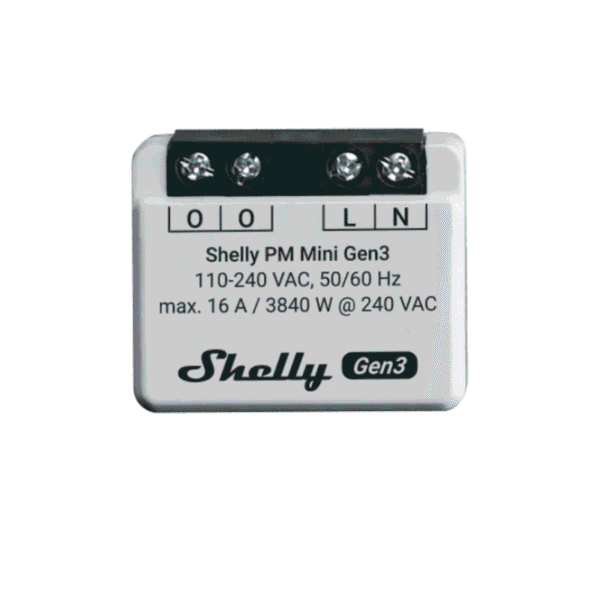 Shelly PM Mini Gen3, contador de energia inteligente com Wi-Fi, 16 A