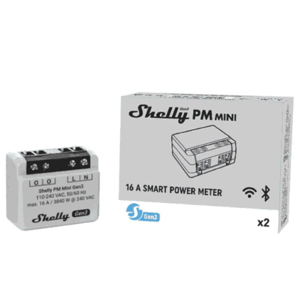 Shelly PM Mini Gen3, contador de energia inteligente com Wi-Fi, 16 A
