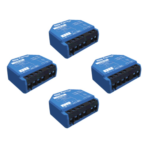 Shelly 1 Gen3, Conjunto de 4 relés inteligentes Wi-Fi com contacto seco, 16 A
