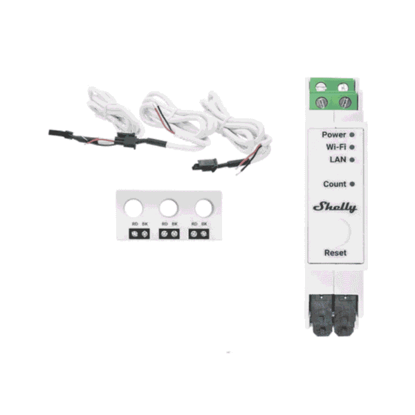 Shelly Pro 3EM 3CT63, Contador de energia inteligente trifásico, DIN, LAN + Wi-Fi, 63 A
