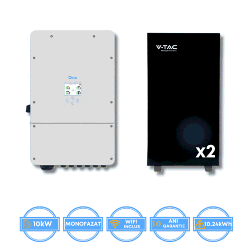 Inversor Deye de 10 kW, SUN-10K-SG02LP1-EU-AM3 + Bateria V-TAC de 10,24 kWh