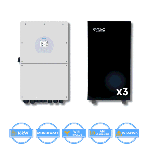 Inversor Deye de 16 kW, SUN-16K-SG01LP1-EU + Bateria V-TAC de 15,36 kWh